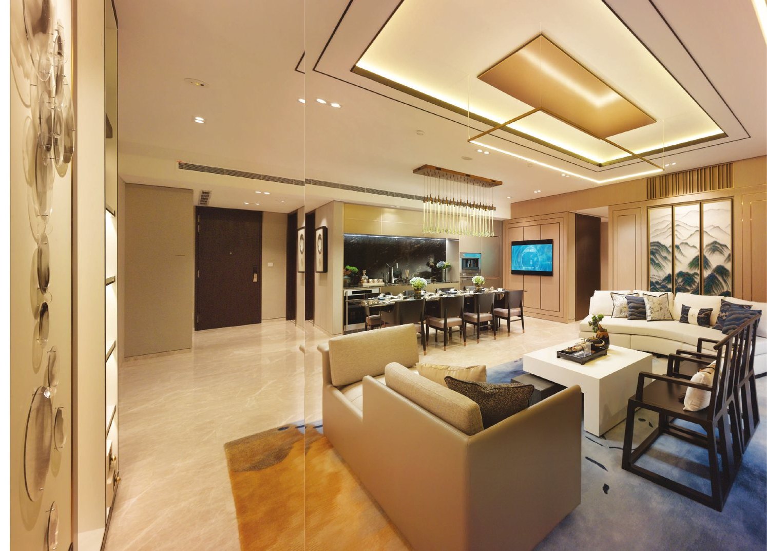 Show unit: large-format living and dining (for illustration only)