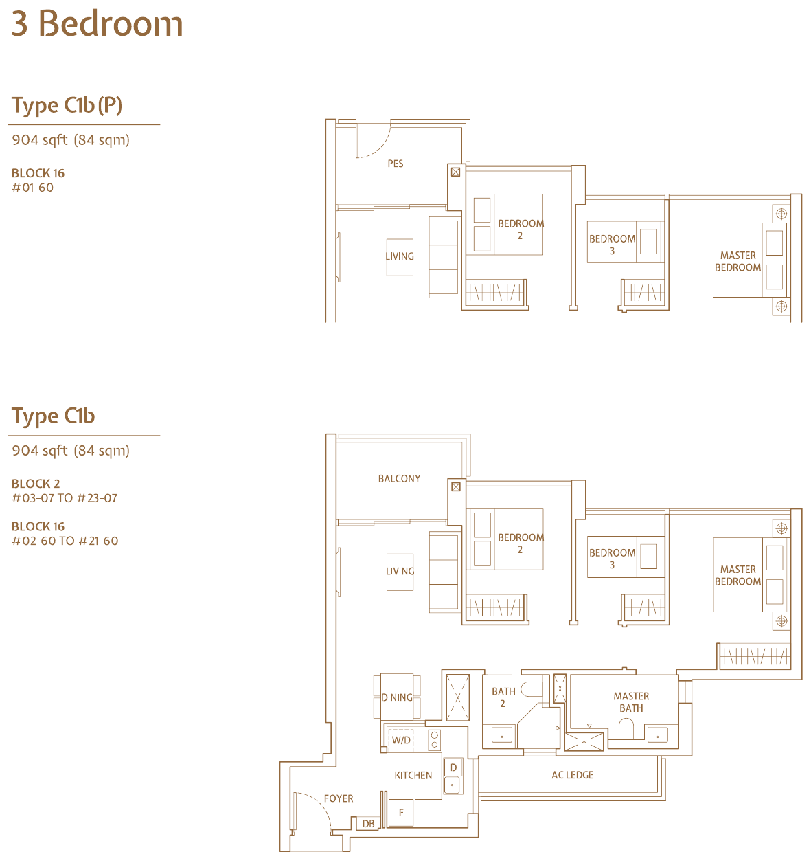 3-Bedroom, Type C1b / C1b(P)