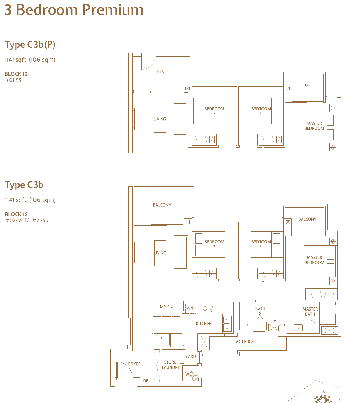 3-Bedroom Premium, Type C3b / C3b(P)